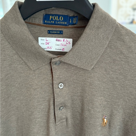 Polo by Ralph Lauren Men's Tan Long Sleeve Polo, Size L - Picture 2 of 6